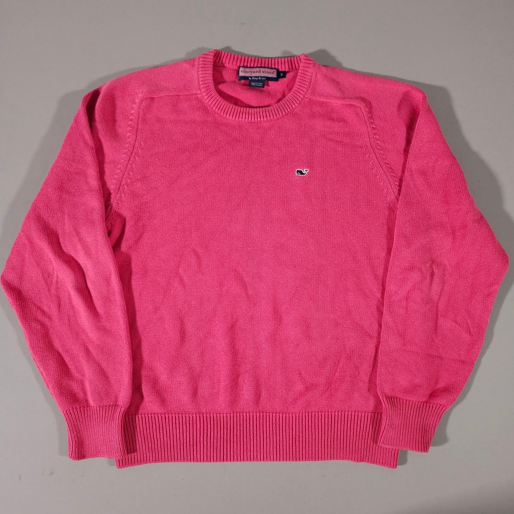 Vineyard Vines Sweater Mens S Pink Cotton Crew Neck Long Sleeve Whale Logo